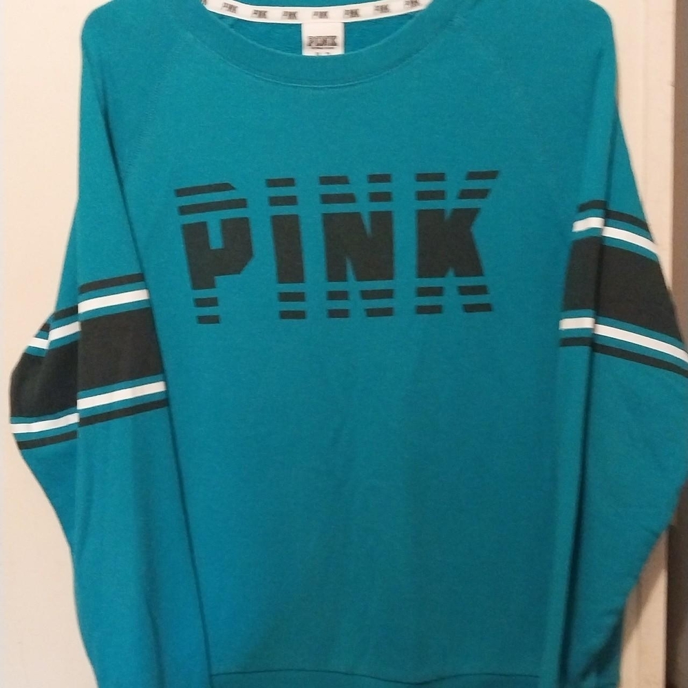 PINK Victoria's Secret Teal Logo Crewneck Sweatshirt